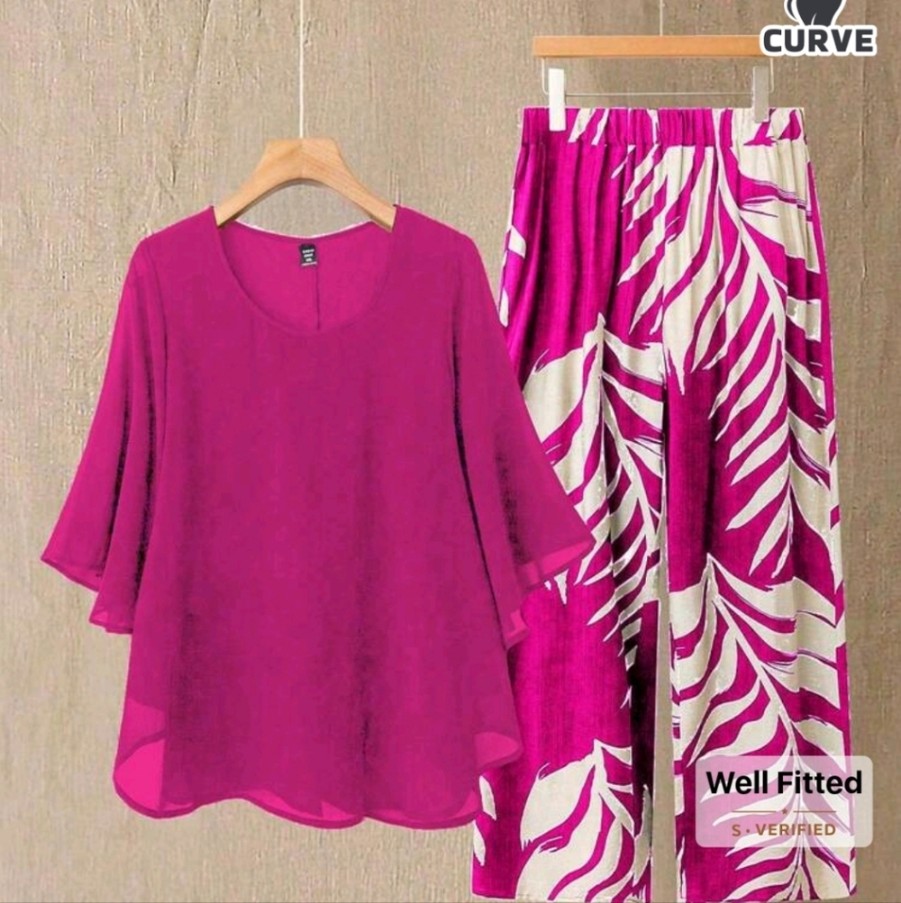 NIB 2 PC Pink/White Pant Set 3XL